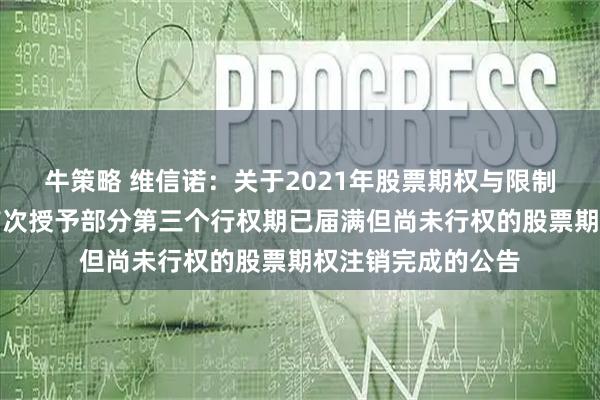 牛策略 维信诺：关于2021年股票期权与限制性股票激励计划首次授予部分第三个行权期已届满但尚未行权的股票期权注销完成的公告